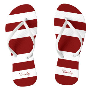Tongs Nom des rayures rouges modernes