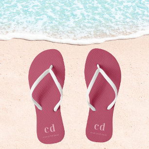 Tongs Nom du monogramme magenta