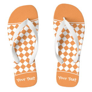Tongs Nom personnalisable Peach Orange White Diamond Che