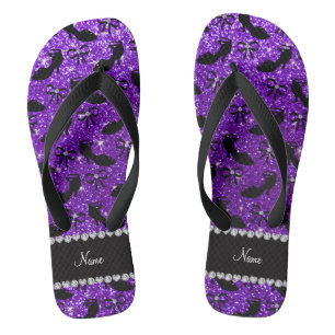 Tongs Nom personnalisé parties scintillant violet fantai