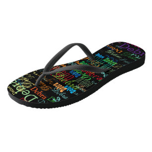 Tongs Noms de couleur Motif sur noir