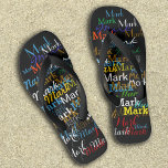 Tongs Noms de couleurs répétés | Motif personnalisé<br><div class="desc">Soyez créatifs ! Un design amusant et cool fait en ajoutant votre propre nom au modèle. Différents styles et couleurs de police... </div>