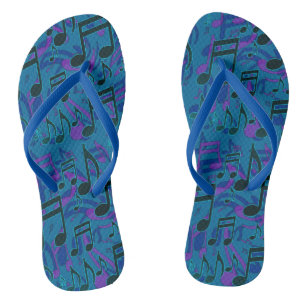 Tongs Notes musicales Motif musical vivant Bleu pourpre
