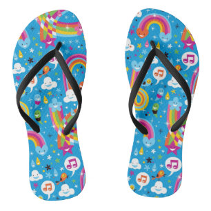 Tongs nuages arc-en-ciel pluie goutte les coeurs motif