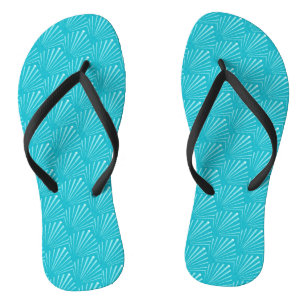 Tongs Océan Pastel Bleu Silhouette de Coquillages Lignes