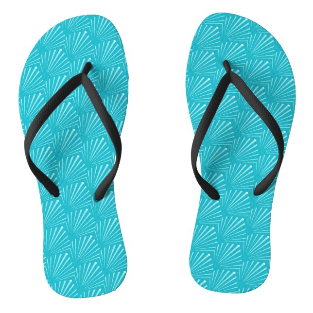 Tongs Océan Pastel Bleu Silhouette de Coquillages Lignes (Semelle)