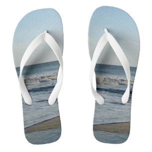 Tongs Ocean Waves Blue Sky Beach Sand