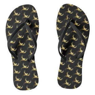 Tongs Oiseau d'or sur Arrière - plan noir