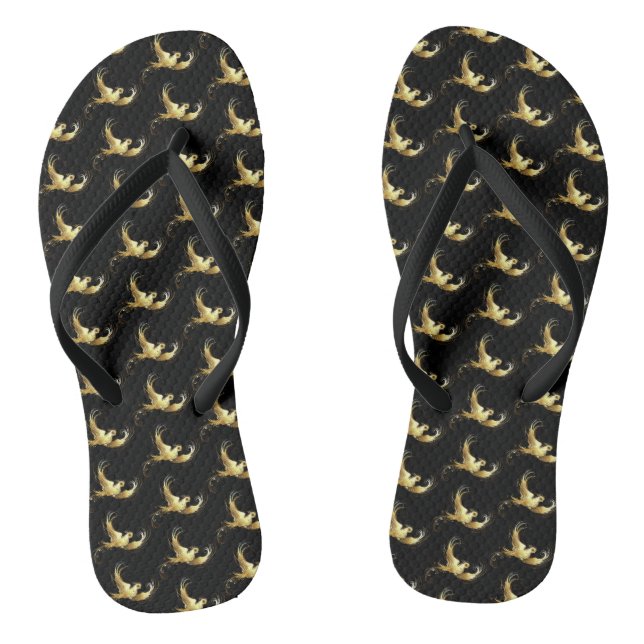Tongs Oiseau doré sur fond noir (Semelle)