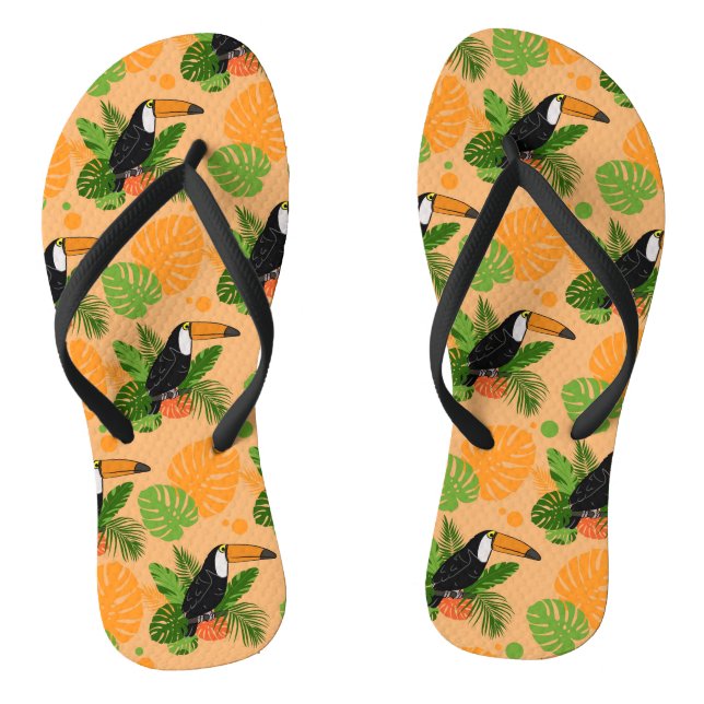 Tongs Oiseau tropical Toucan Motif sans couture (Semelle)