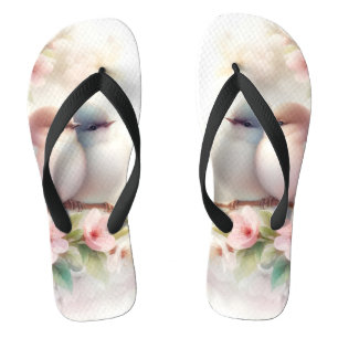 Tongs Oiseaux d'amour printaniers à fleurs de cerisier