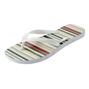 Tongs Olive, bandes vertes et rouges