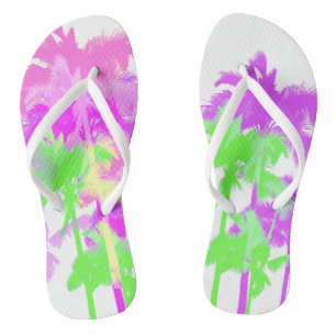 Tongs Onde de chaleur tropicale néon palmiers hawaïens