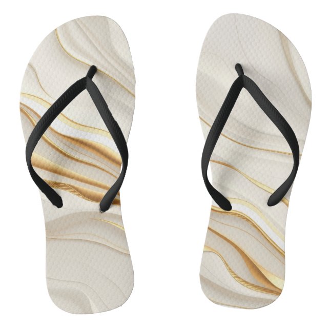 Tongs "Opulent Gold and Cream Marble Swirls" (Semelle)