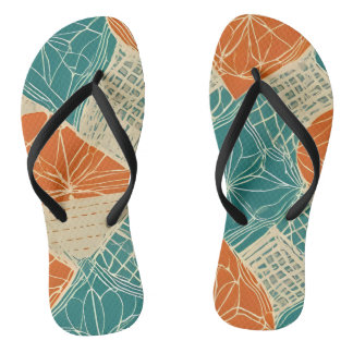 Tongs Orange, Tan et Abstrait Sarcelle
