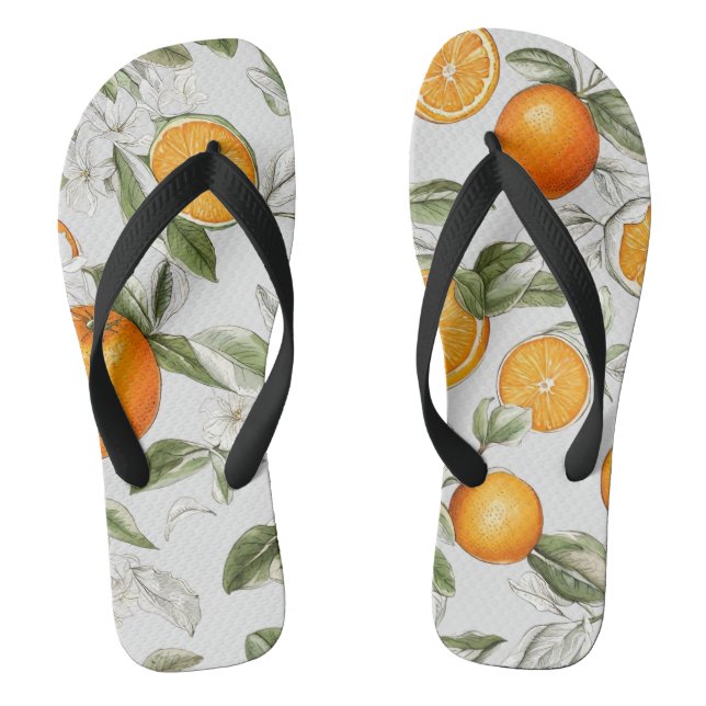 Tongs Oranges et motifs feuille (Semelle)