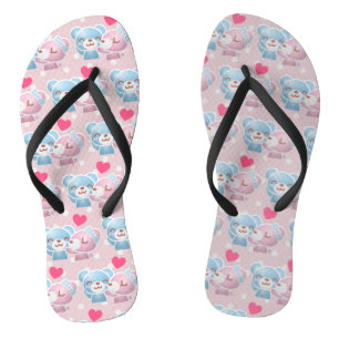 Tongs Ours KIssing sur Motif Pois mou