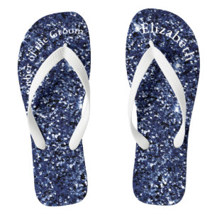 Tongs Paillettes Bleu Marine Monogramme Mère de la Marié