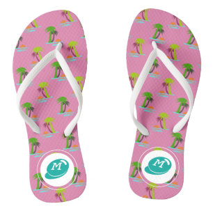 Tongs Palm Tree Sunset on Sea Motif personnalisable