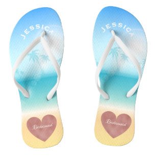 Tongs Palm Trees Plage tropicale Mariage Coeur Bridesmai