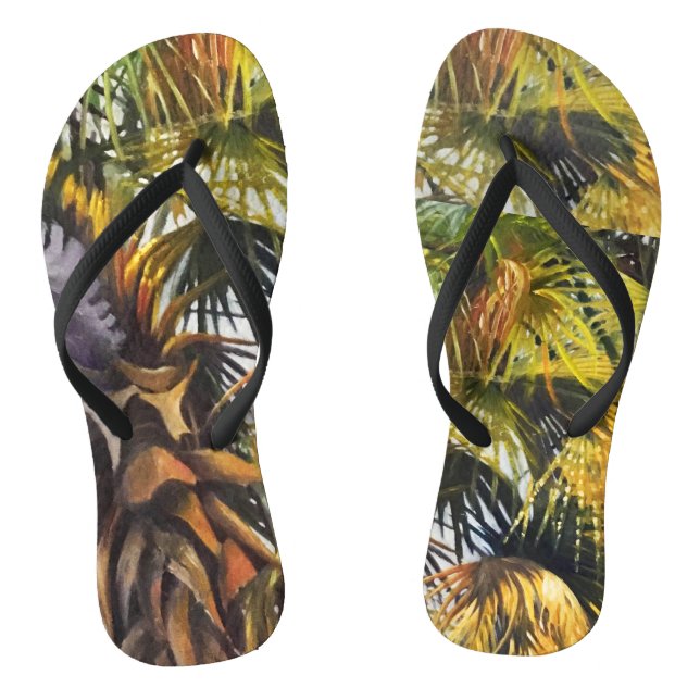 Tongs Palmier tropical Coloré Tableau original (Semelle)