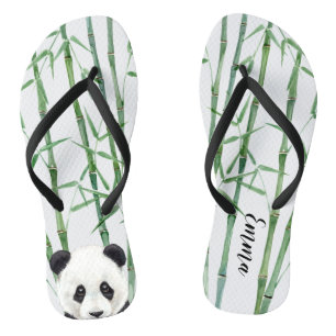 Tongs Panda avec bambou - Ajouter votre nom - Personnali