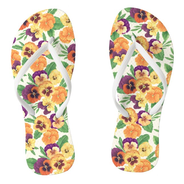 Tongs Pansies sur blanc cassé (Semelle)