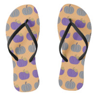 Pantoufles à motif automnal de citrouilles violett