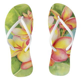 Tongs Pantoufles d'aquarelle Malorie Arisumi plumeria