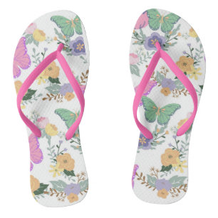 Tongs Pantoufles Papillons Pastel pour Femmes