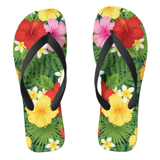 Tongs Pantoufles rouges à fleurs pour femmes – Chaussons (Semelle)