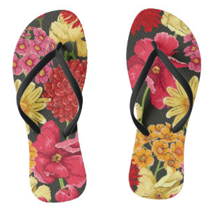 Tongs Papier peint floral à l'aquarelle