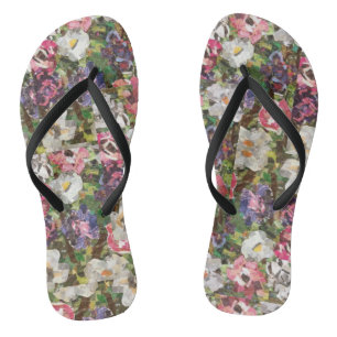 Tongs Papier rose Collage Flower Thin Strap Flip flops