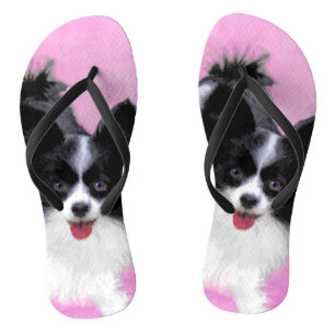 Tongs Papillon (blanc et noir) Peinture - Dog Art