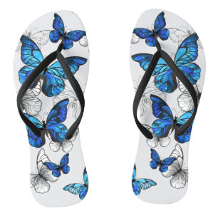 Tongs Papillons volants bleus Morpho