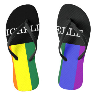 Tongs Par de Chinelos Orgulho Gay Rainbow Personalizado