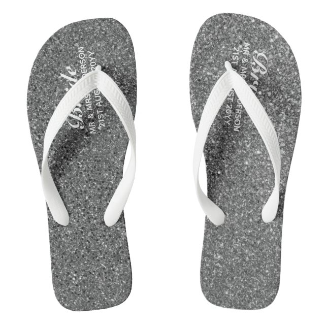 Tongs PARTIES SCINTILLANT ARGENT Mariage Flipflops BRIDE (Semelle)