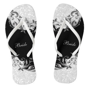 Tongs Parties scintillant Florale Noire & Confetti Mar