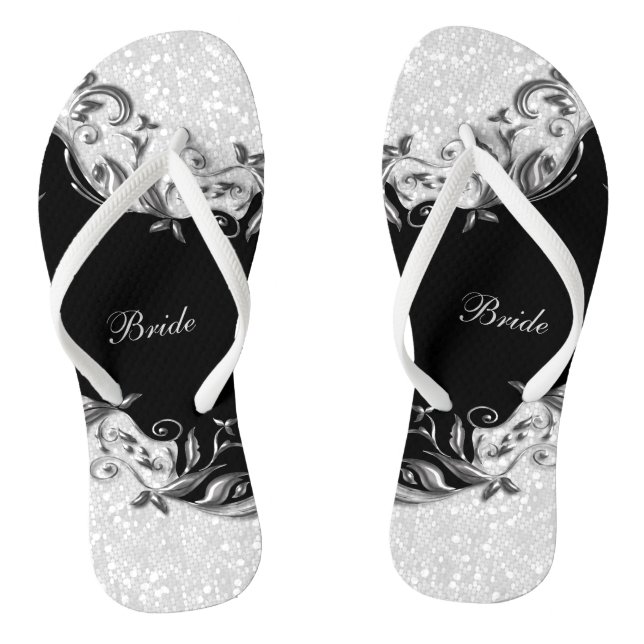 Tongs Parties scintillant Florale Noire & Confetti | Mar (Semelle)