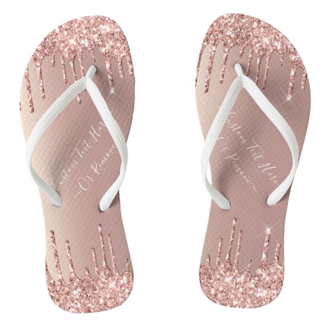 Tongs Parties scintillant rose Gold Blush Éclats Texte p (Semelle)