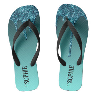 Tongs Parties scintillant turquoise Faux