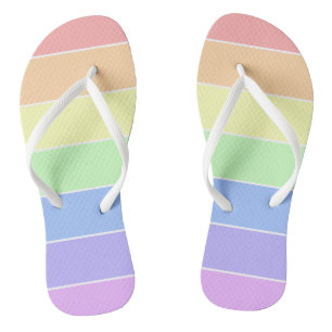 Tongs Pastel Arc-en-ciel Grilles colorées Motif été