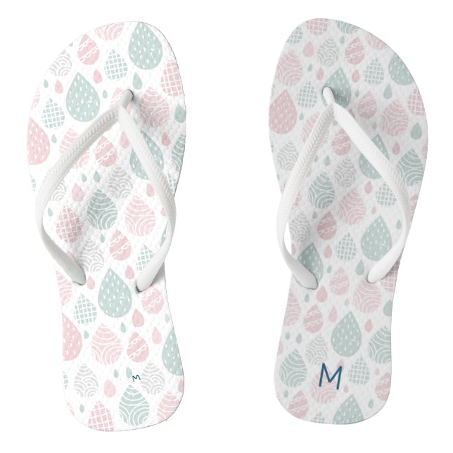 Tongs Pastel Artistique Raindrops Monogrammes Flip Flops (Semelle)