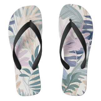 Tongs Pastel Jungle Tropical Leaf Feuille coloré