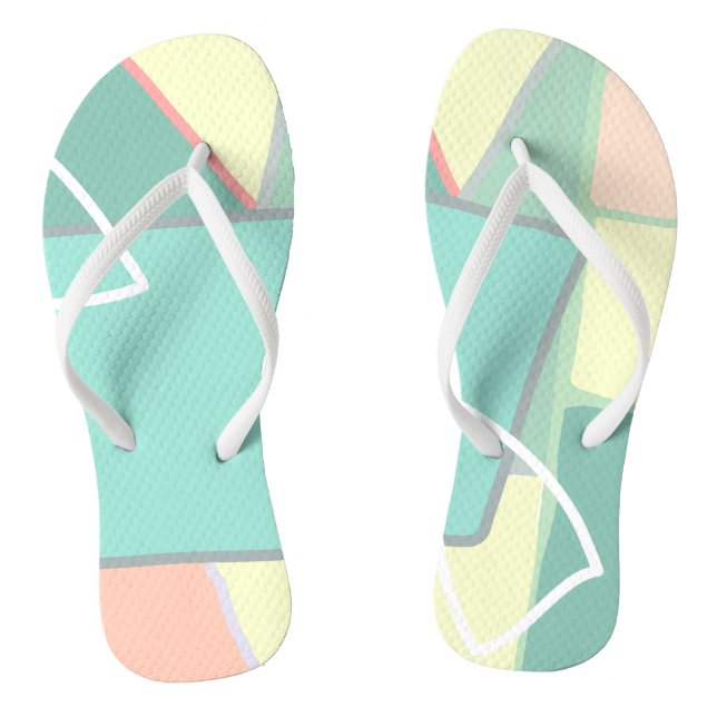 Tongs Pastel Pale Turquoise Rose Art Abstrait (Semelle)