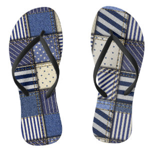 Tongs Patchwork Denim bleu