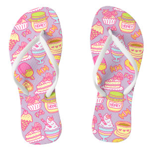 Tongs Pâtisserie et boissons Charentaises violettes