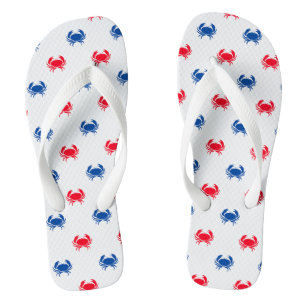 Tongs Patriotique rouge blanc & crabe bleu motif mignon
