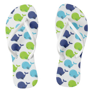 Tongs Pattern of Whales, Cute Whales, Sea Animals