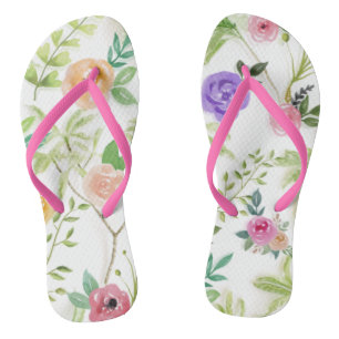 Tongs Peach rose Violet Peach Floral Vert
